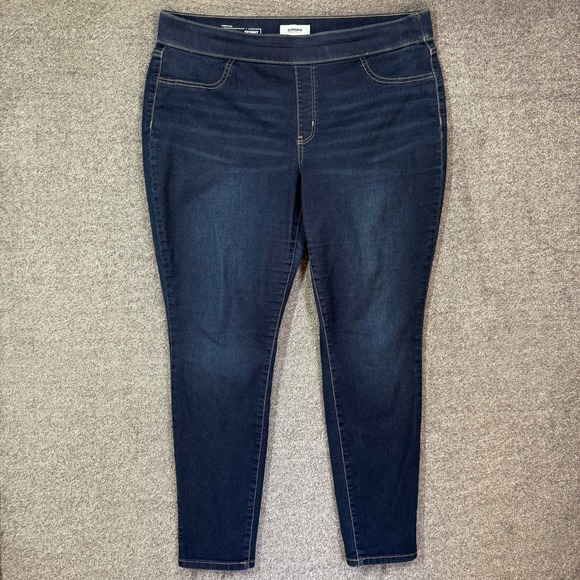 Sonoma Goods For Life Denim - Sonoma Goods For Life Womens Plus 16W Skinny Pull On Jeans Dark Wash Blue